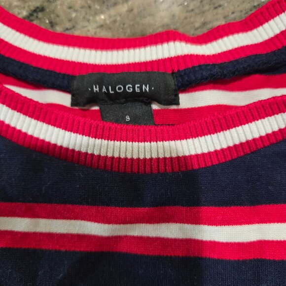 Halogen women's striped crop top cropped red white blue S long sleeve - Picture 2 of 3